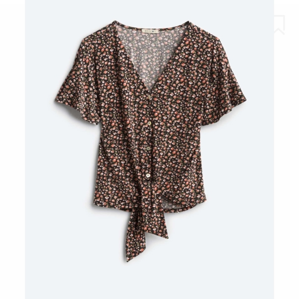 Jackie Tie Front Button Down Knit Top
